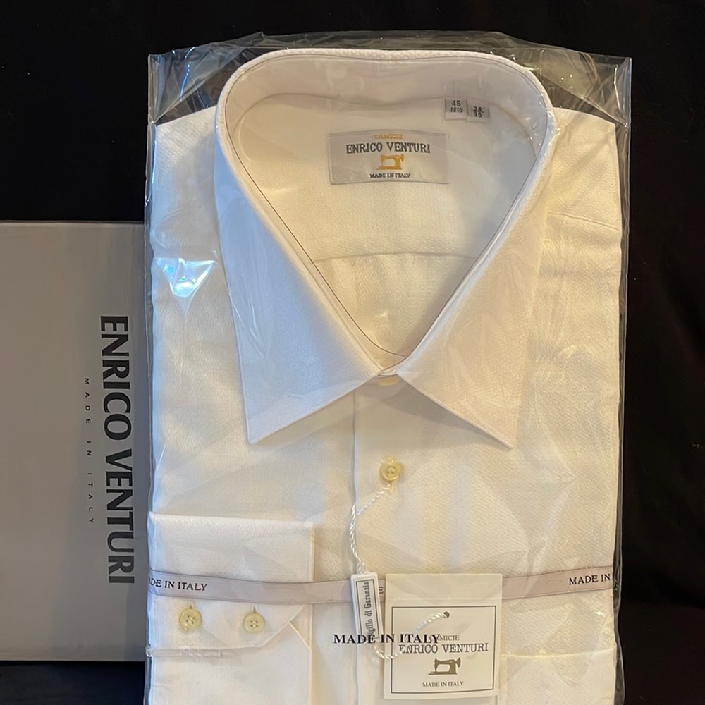 ENRICO VENTURI - Long Sleeve Dress Shirt - New with Tags in Box - Made in Italy